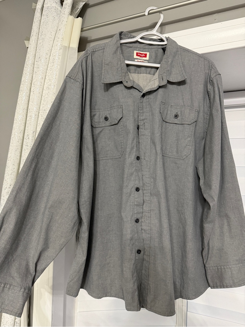 Wrangler Premium Quality Men’s Long Sleeve Button Down Shirt, Size 3XL